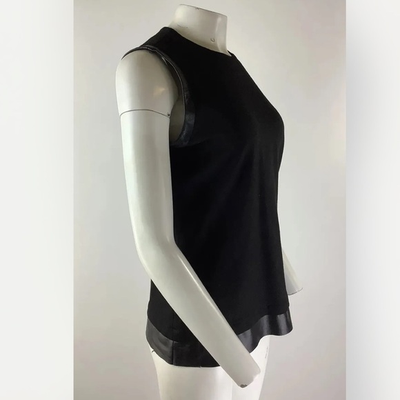 Buchanan Kang Sz 8 Lambskin Leather Trimmed Top Black Viscose Sleeveless - Picture 3 of 8